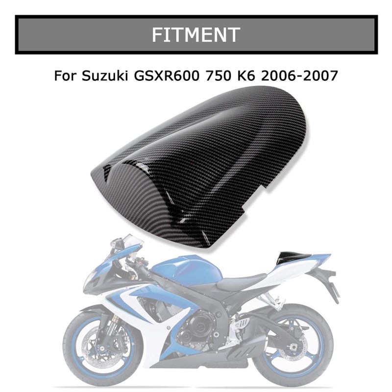 psler Motorcycle Rear Passenger Seat Fairing Cover Cowl Tail Section Motorcycle Fairing for GSXR600 750 K6 2006-2007, Carbon - Image 2